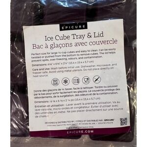 Epicure Covered Silicone Ice Cube Tray Large Square 9 Hole Purple Stackable NWT